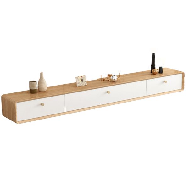 Contemporary Style Wall-mounted TV Stand Rubber Wood TV Cabinet