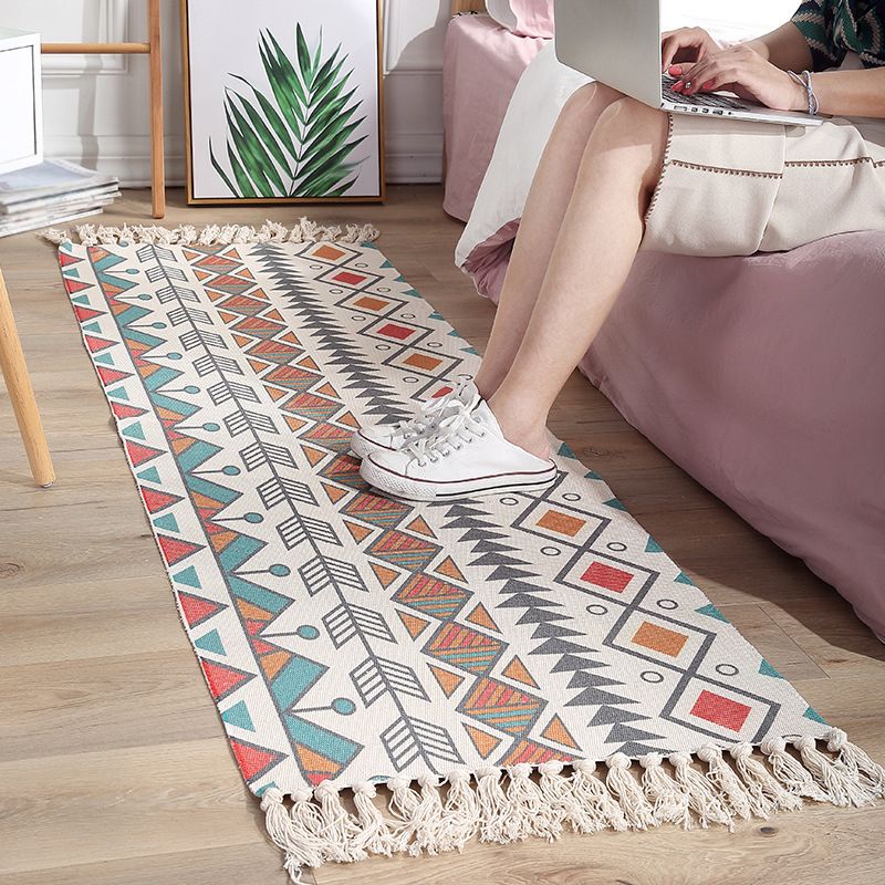 Tapis multicolore du sud-ouest en coton en coton de la zone imprimée géométrique tapis intérieur adapté aux animaux de compagnie pour chambre à coucher