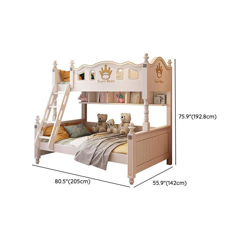 Nordic Solid Wood High Bunk Bed White Kid's Bed with Storage/Stairway