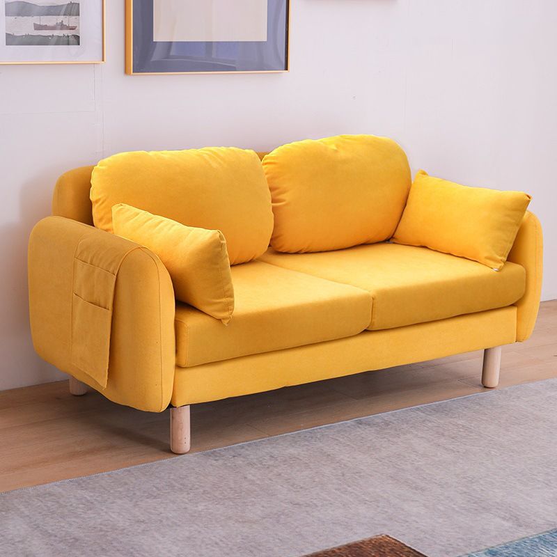 Contemporary Square Arm Sofa Linen Standard Sofa for Living Room, Apartment