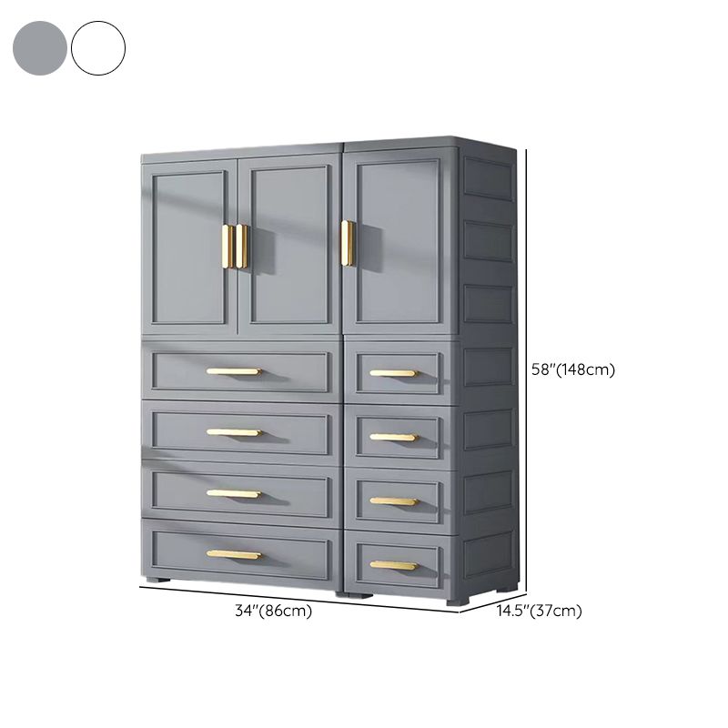 Modern Style Plastic Kids Closet Bedroom Armoire Cabinet with Door