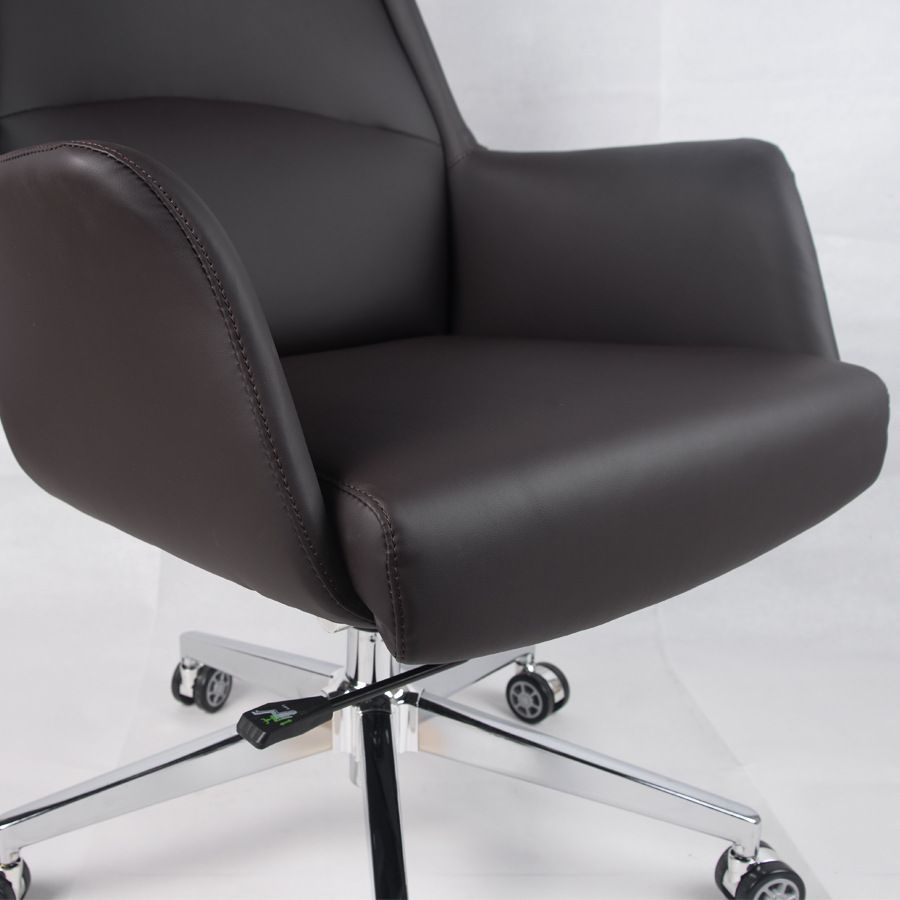 Modern Padded Arms Managers Chair Leather Adjustable Seat Height Chair