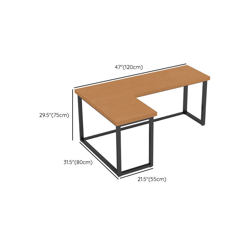 Contemporary Style Iron Office Desk L-Shape Writing Desk for Office