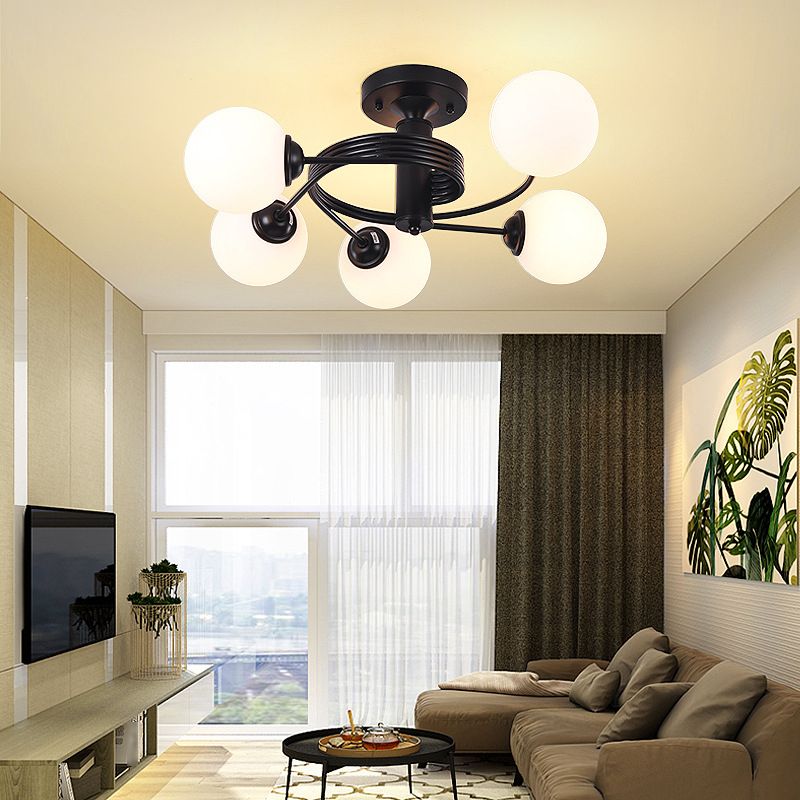 3/5-Light Black/Golden Modern Flush Mount Lighting LED Ceiling Light for Bedroom