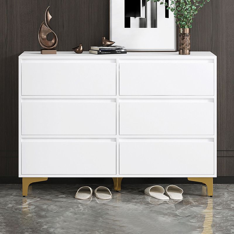 Contemporary Wooden Accent Chest with Metal Straight Legs and Drawers