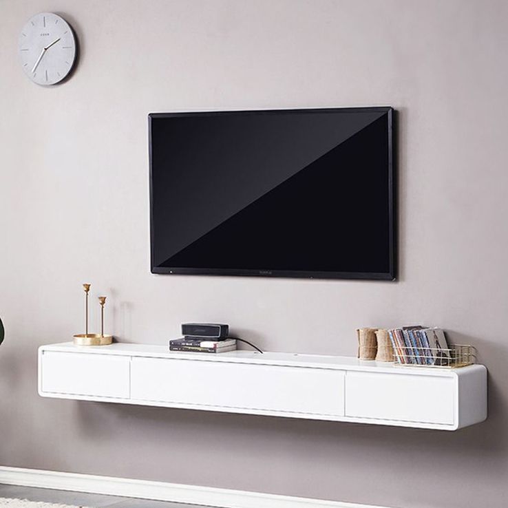 Wall - Mounted TV Stand , Solid Wood TV Stand With Cable Management and Storage