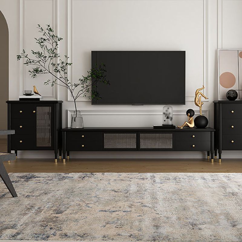 Traditional TV Stand Enclosed Storage TV Media Console with Drawers