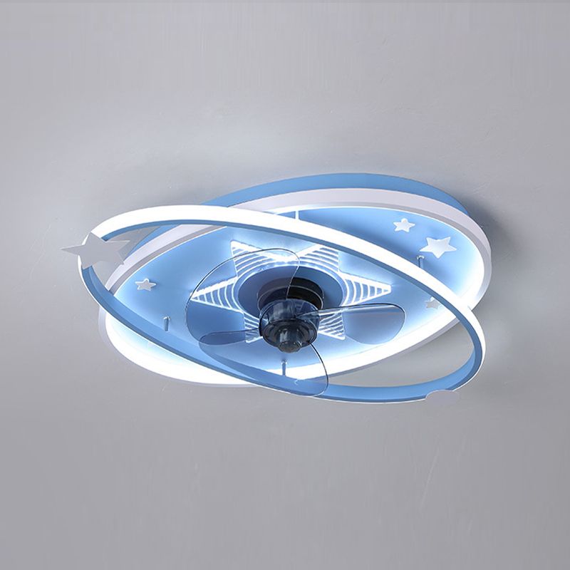 3-Blade Children LED Ceiling Fan Blue/pink Fan with Light for Foyer