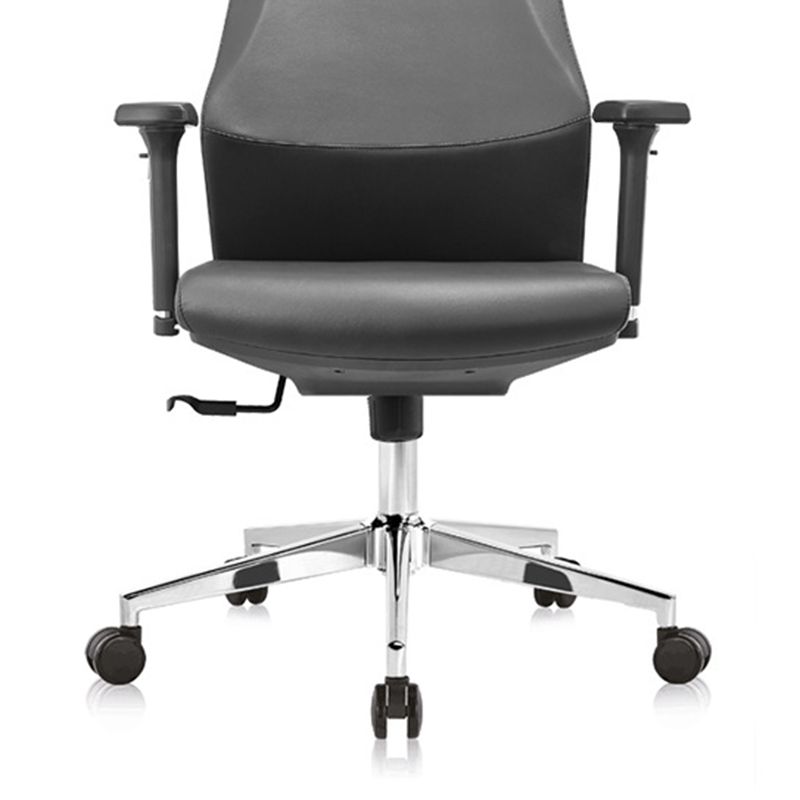 Modern Desk Chair Leather Computer Chair in Black/Gray High-Back Chair with Wheels