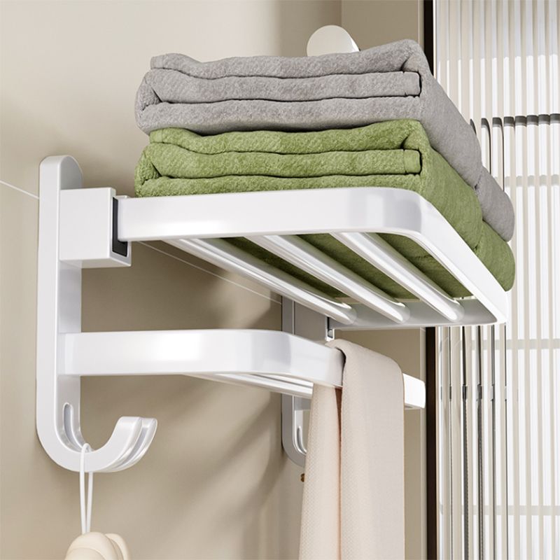 Contemporary Bathroom Hardware Set in White with Bath Shelf/Towel Bar/Paper Holder