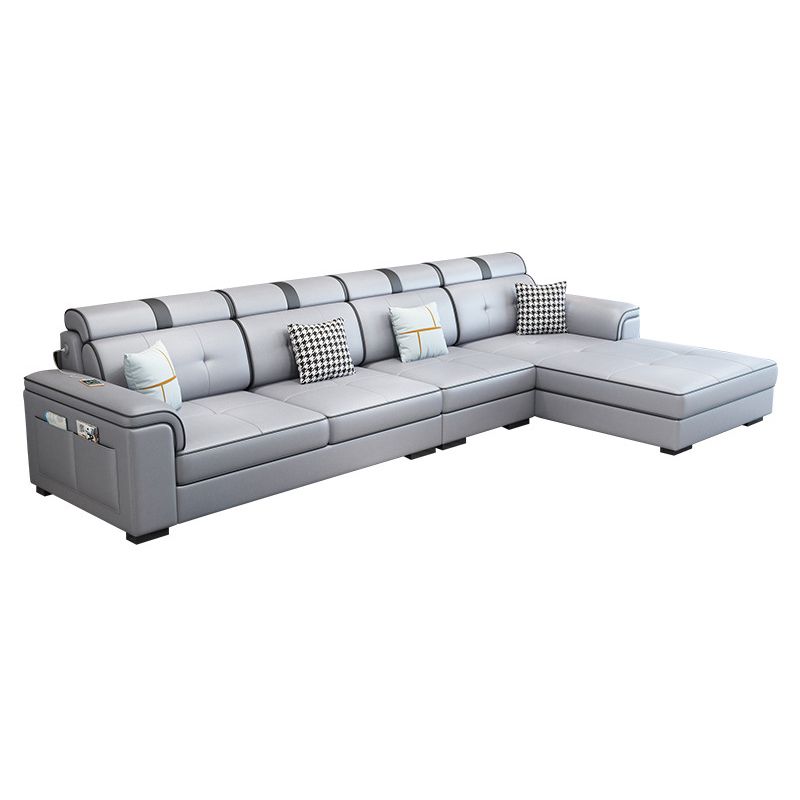 L-shape Sofa Faux Leather/Linen Sectionals with Reversible Chaise and Storage