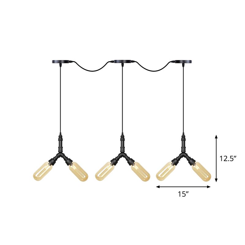 6/10/14 Bulbi Light Multifiling Light Industrial Restauranti in tandem lampada a sospensione con tonalità di vetro color capsula in nero