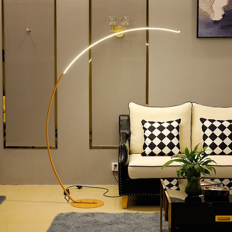 Aluminum Arc Shaped Floor Lamp Minimalist LED Standing Light for Living Room