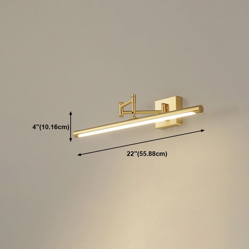 Metal Strip Wall Vanity Light Modern Style 1 Light Vanity Lighting Ideas in Gold