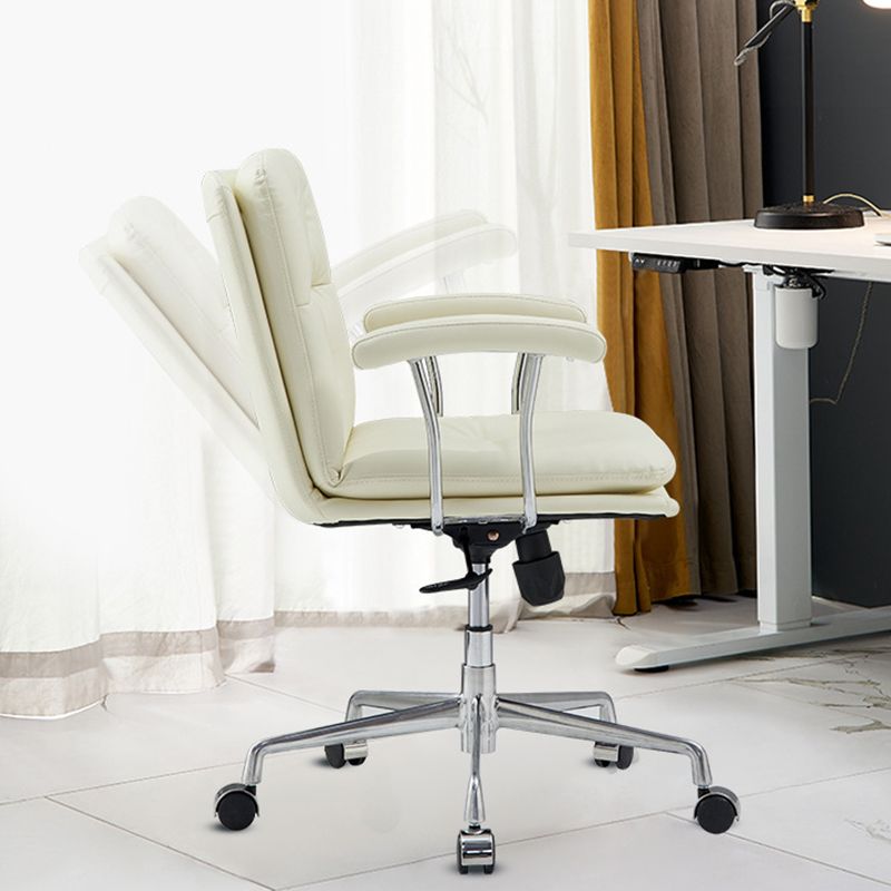 Padded Arms Chair Leather Adjustable Seat Height Desk Chair with Wheels