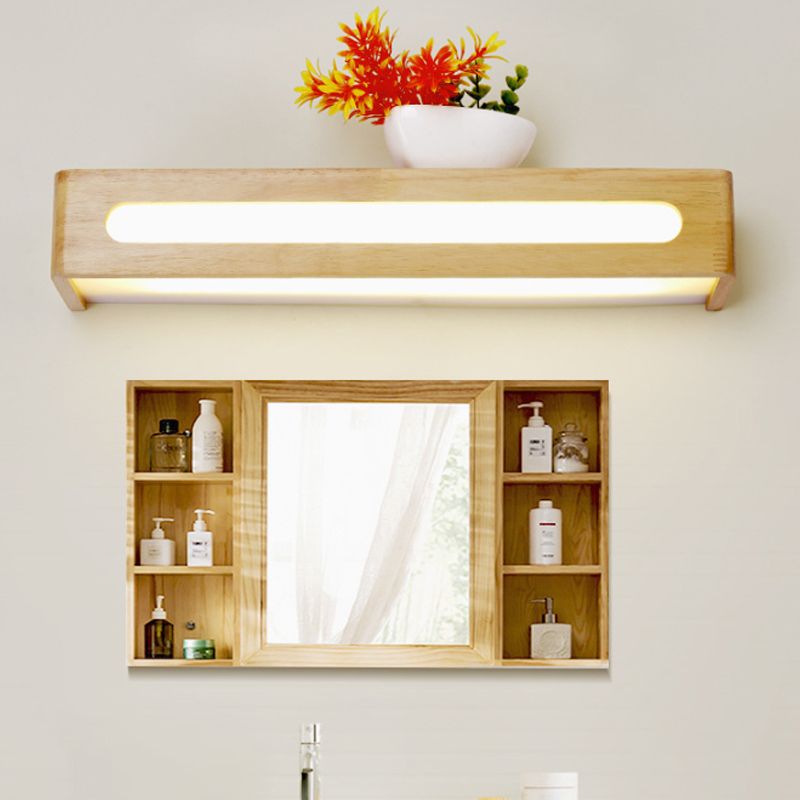 Rectangular Flush Mount Wall Donce Acrílico nórdico 12 "/19.5" /23.5 "Luz de pared de tocador de baño LED de ancho en madera