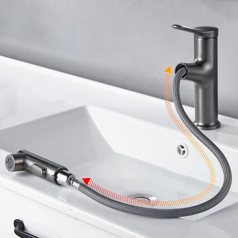 Modern Style Retractable Vessel Faucet Single-handle Low Arc Copper Vessel Faucet