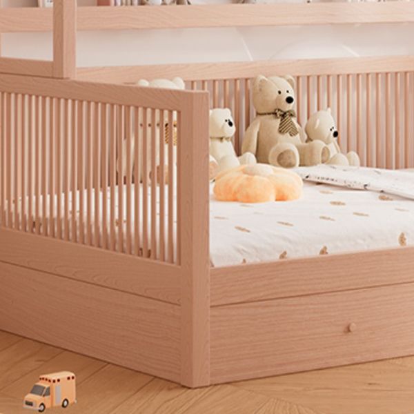 Beech Nursery Bed Under Crib Storage Scandinavian Nursery Crib with Guardrail