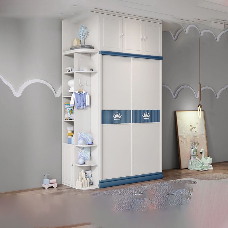 Modern Style Kids Closet Manufactured Wood Bedroom Youth Armoire with Sliding Door