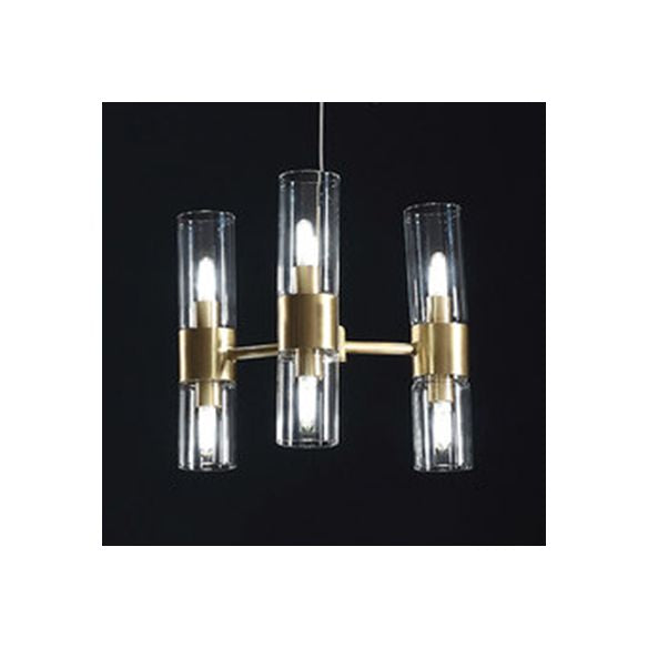 Clear Cylindrical Shade Chandelier 6/16 Lights Post Modern Glass Hanging Pendant Light