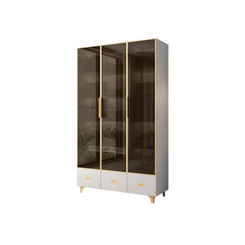 Glam Stainless Steel Bookcase Standard with Doors Shelf for Office and Home