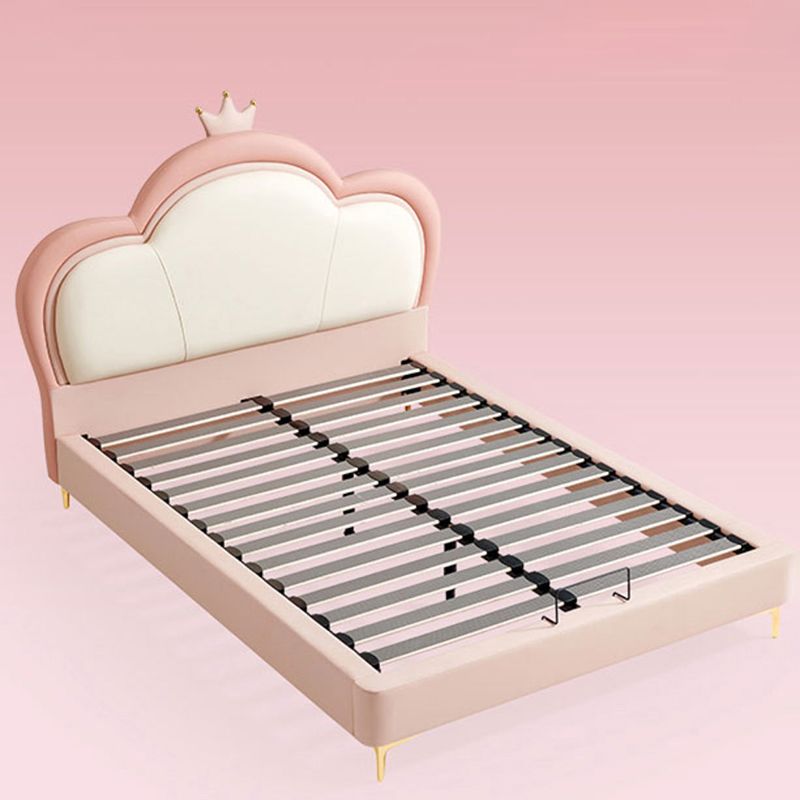 Pink Leather Modern Standard Bed Princess Upholstered Bed Frame with Mattress