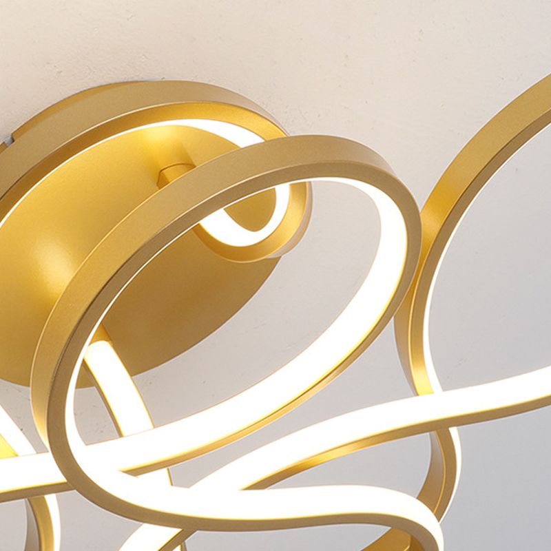 Acryl Twisted Semi Flush Mount Befestigung Zeitgenössische Schwarz/Gold/Weiß LED Deckenleuchte, weißes Licht