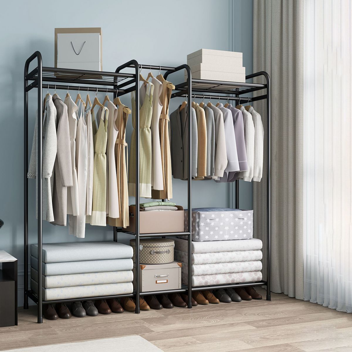 Contemporary Coat Rack Metal Shelving Storage Free Standing Hall Tree