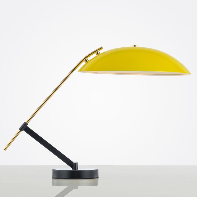 Yellow Finish Flat Dome Table Light Macaron 1 Light Metallic Reading Book Lamp with Adjustable Arm