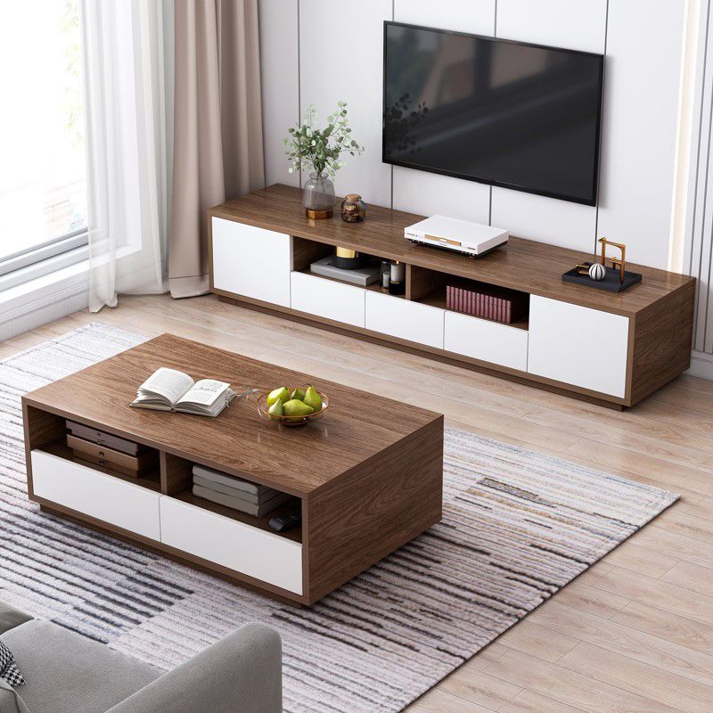 Wooden TV Stand Console Scandinavian TV Media Stand with Drawers