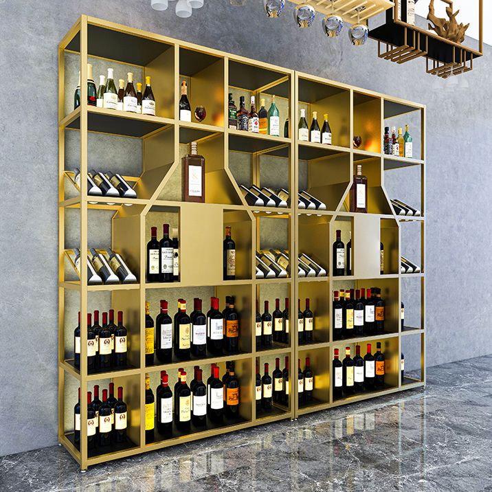 Metal Floor Wine Bottle Holder Industrial Wine Rack Bottle with Shelf