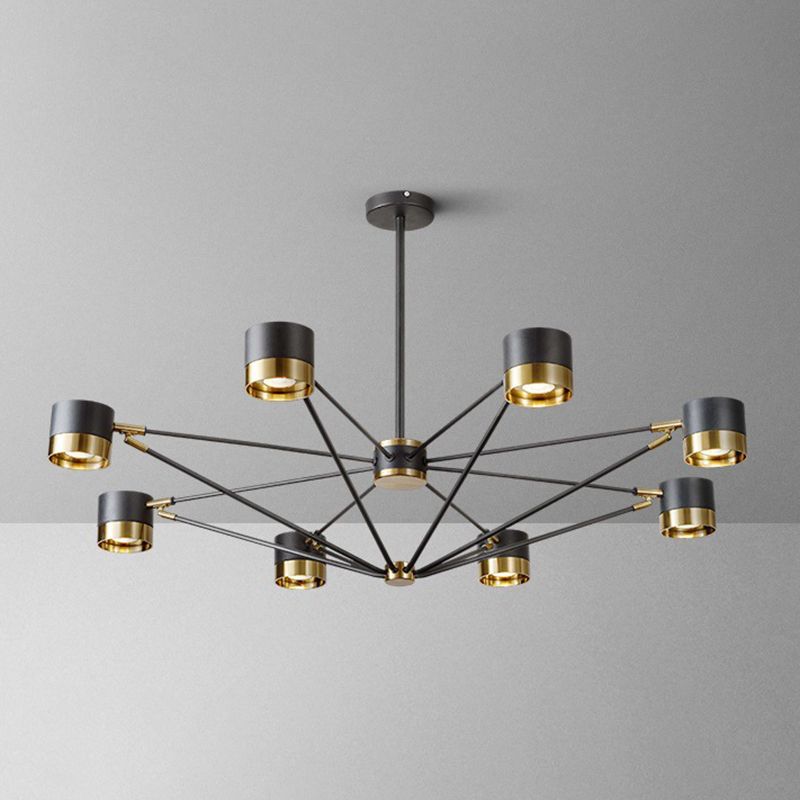 Cylindre postmoderne Chandelier Black Multi Light Chandelier Pendant pour salle à manger