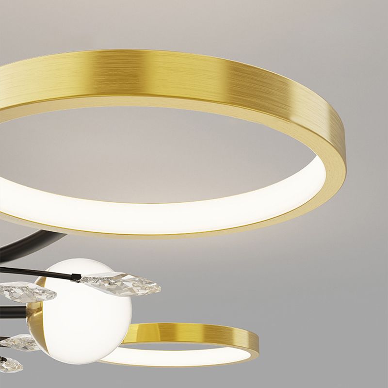 Acryl-schaduw LED Semi-flush mount in moderne eenvoud metaal sputnik plafondlicht in zwart en goud