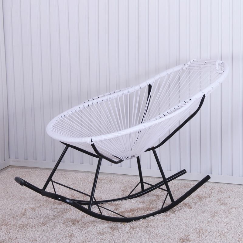 PE Rattan Iron Base Lazy Sofa Chair Leisure Lounge Rocking Chair