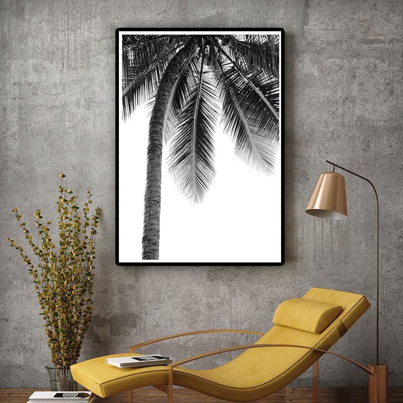 Coconut Tree Painting Gray Canvas Wall Art Decor Textured, Multiple Sizes Options