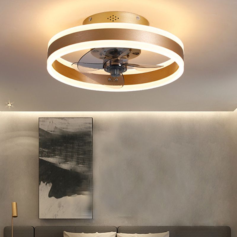 Circular Flush Mount LED Fan Light Minimalist Acrylic Bedroom Dining Room Semi Flush Light