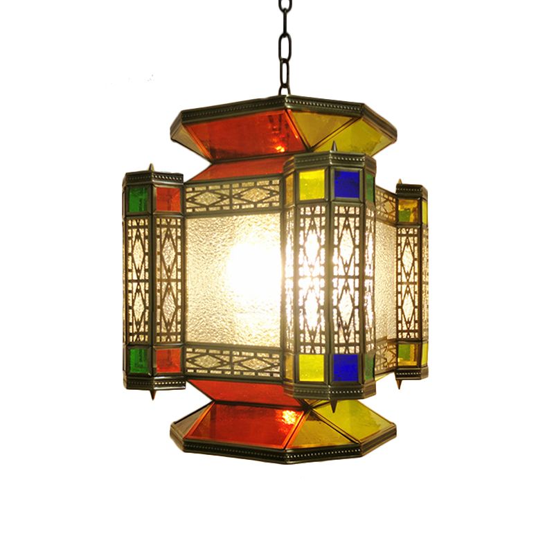 Lampada del lampadario vintage lanterna a 3 luci in ottone in ottone