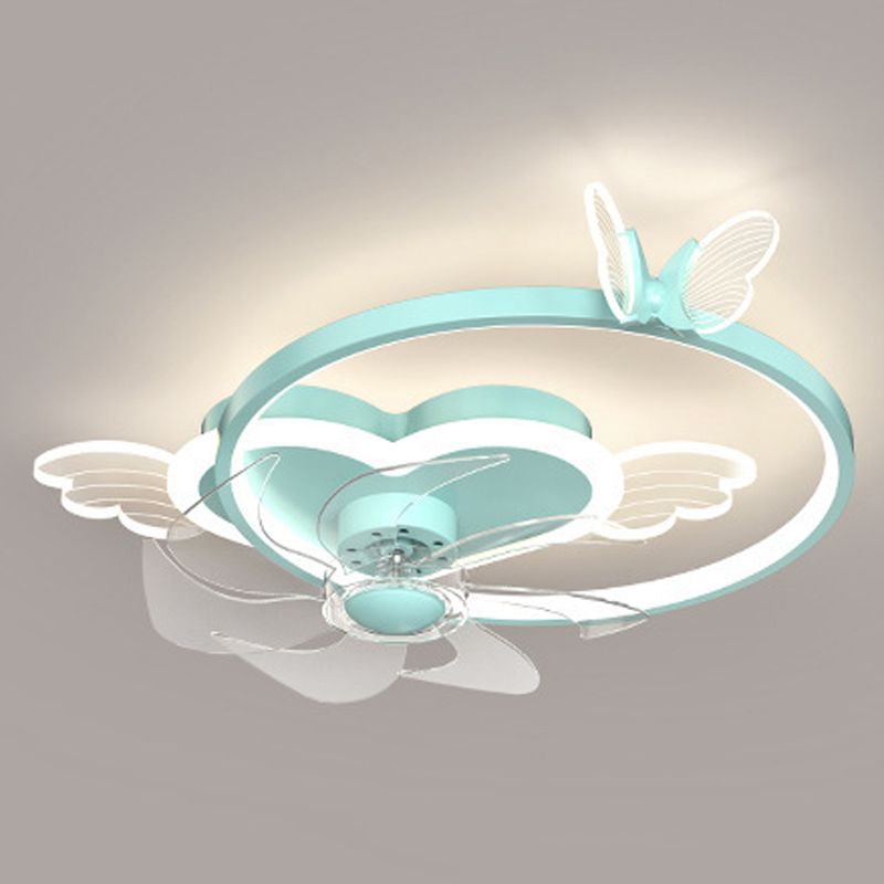 Chlidren Style Ceiling Fan Light LED Butterfly Ceiling Mount Light with Acrylic Shade