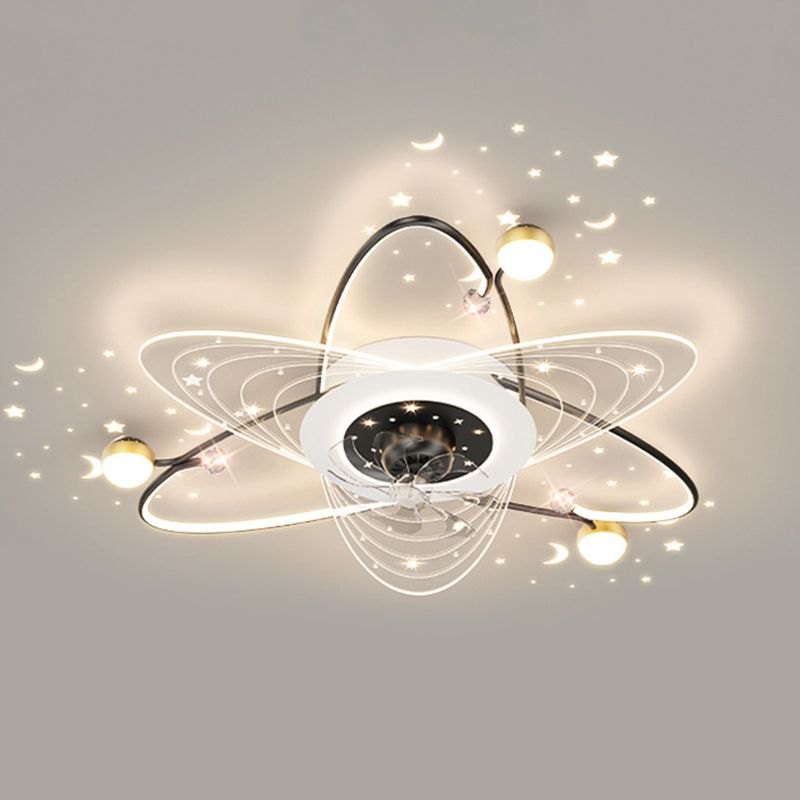 4-Light Golden/Black Modernism LED Ceiling Fan Light for Dining Room