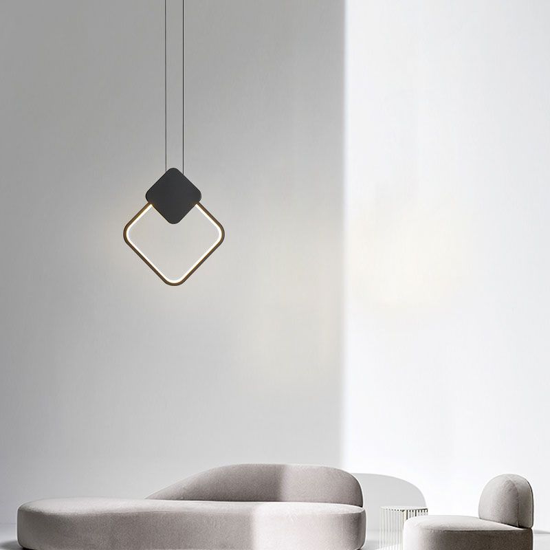 Minimalist Linear Pendant Lighting, Metal and Acrylic Hanging Light for Living Room