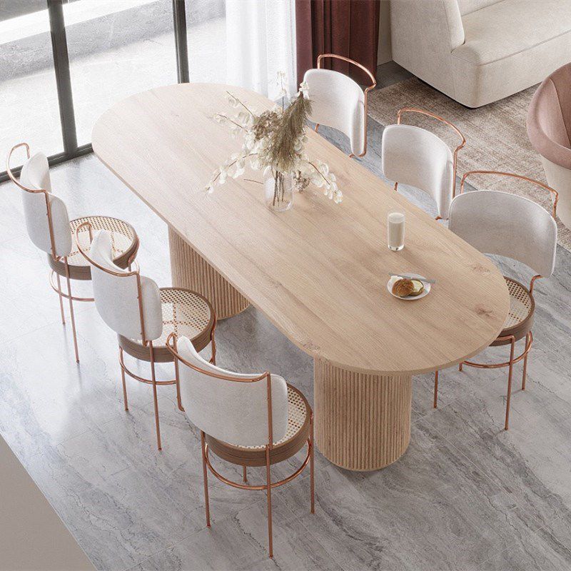 Oval Dining Table Solid Wood Contemporary Dinner Table for Kitchen