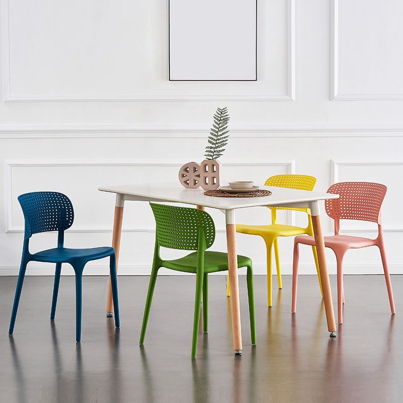 Contemporary Plastic Armless Chair Kitchen Room Open Back Chair