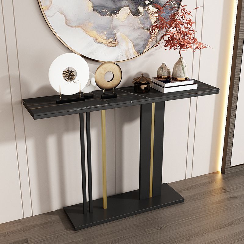 Modern Rectangle Console Table 31.5" Tall Stone Accent Table for Hall