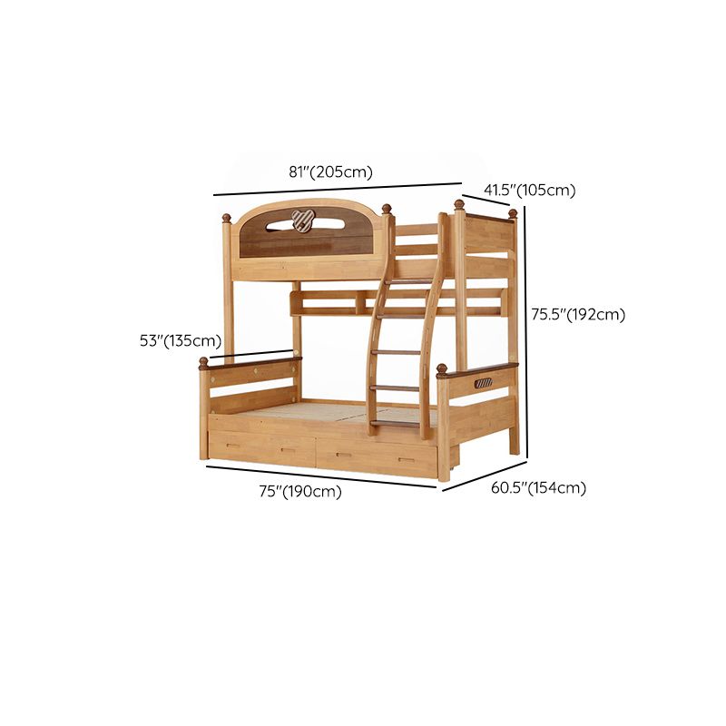 Full/Twin Size Bunk Bed Solid Wood Bed Frame for Kids with Storage