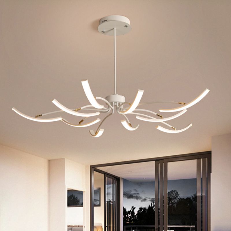 Sputnik Chandelier Light Fixture Simple Acrylic 6/10 Lights White Pendant Light in Warm/White Light