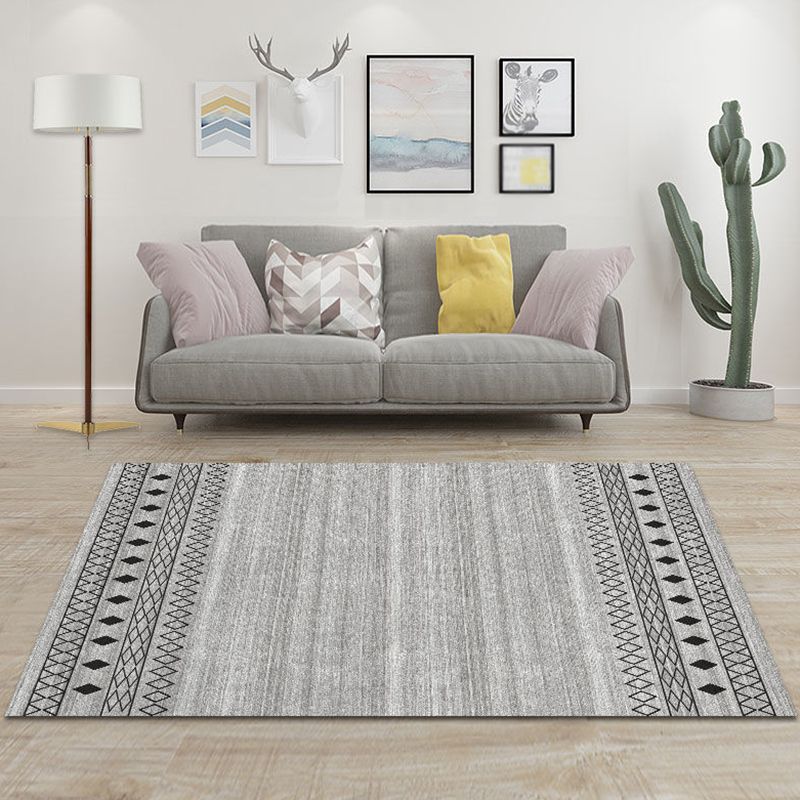 Bohemian Minimalist Tribal Print Rug Polyester Carpet Stain Resistant Indoor Rug for Living Room