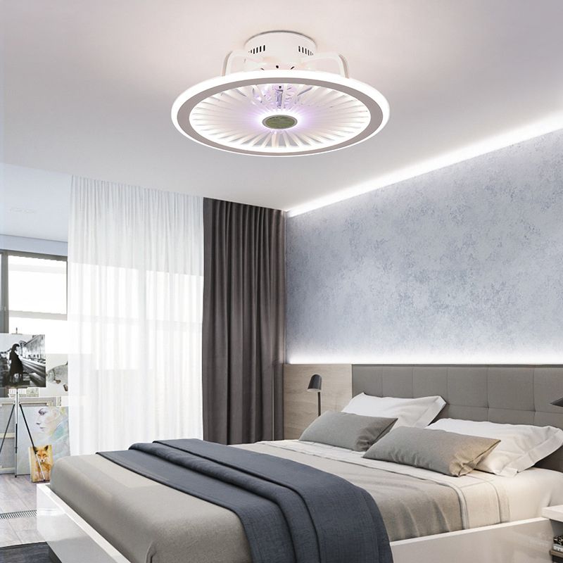 Acrylic White LED Ceiling Fans in Modern Concise Style Iron Circular Ceiling Fixture for Bedroom