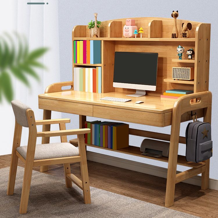 Modern Rubber Wood Study Desk Multifunctional Lifting Desk with Drawer Home Computer Desk