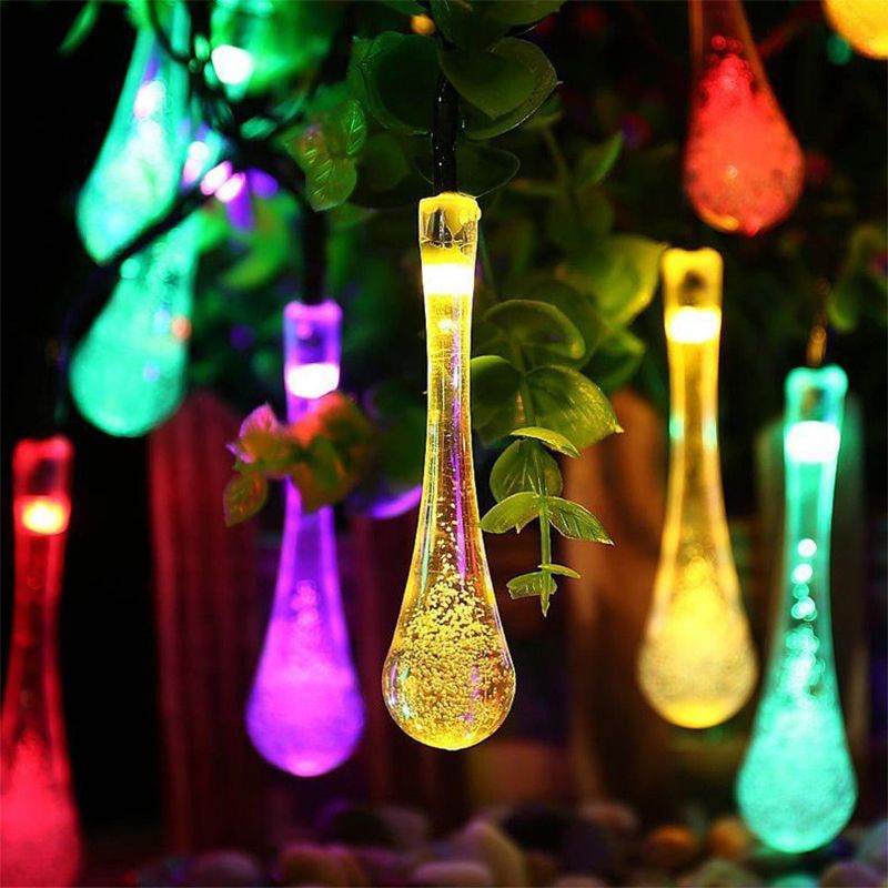 Modern Creative LED String Lights Plastic Teardrop Solar Energy Decorative Lamp for Outdoor