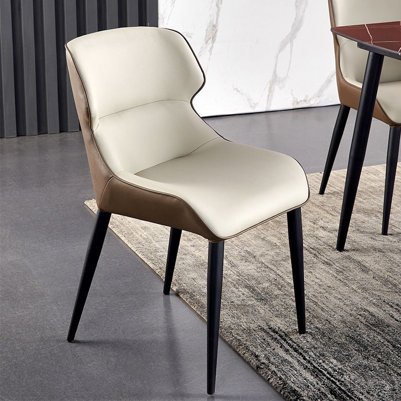 Modern Style Faux Leather Dining Chairs Metal Arm Dining Chair for Home Use